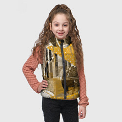 Детский жилет Гранжевая абстракция: Черный, белый, горчичный орн, цвет: 3D-светло-серый — фото 2