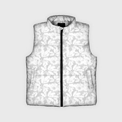 Детский жилет Белые цветы на светло сером, цвет: 3D-светло-серый