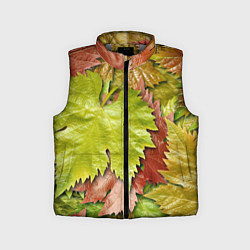 Детский жилет Осенние листья клёна - паттерн, цвет: 3D-светло-серый