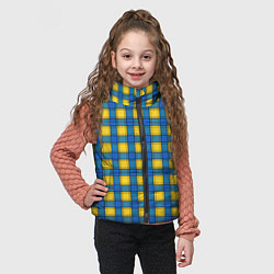 Детский жилет Желтый с синим клетчатый модный узор, цвет: 3D-светло-серый — фото 2