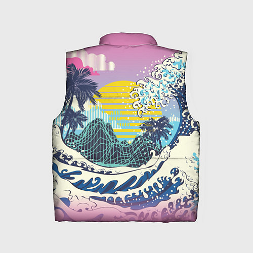 Детский жилет Штормовые океанские волны и пальмы / 3D-Красный – фото 2
