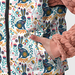 Детский жилет Новогодний паттерн - Кролики и веточки, цвет: 3D-черный — фото 2