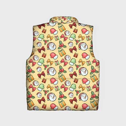 Детский жилет Новогодний фон со снеговиками и подарками / 3D-Красный – фото 2
