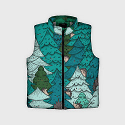 Детский жилет Ежи в еловом лесу, цвет: 3D-светло-серый