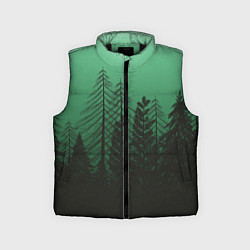 Детский жилет Зелёный туманный лес, цвет: 3D-черный