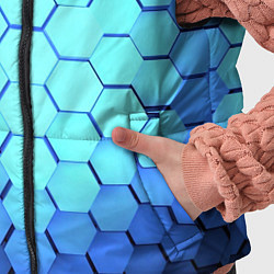 Детский жилет Голубые соты шейповая абстракция, цвет: 3D-черный — фото 2