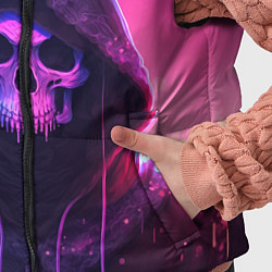 Детский жилет Неоновый череп в капюшоне, цвет: 3D-светло-серый — фото 2