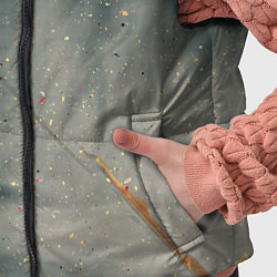 Детский жилет Серый туман и красные, оранжевые, белые мазки крас, цвет: 3D-черный — фото 2