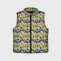 Детский жилет Весенние крокусы, цвет: 3D-светло-серый