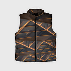 Детский жилет Объёмные оранжевые линии и серые фигуры, цвет: 3D-черный