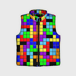 Детский жилет Тетрис цветные блоки, цвет: 3D-светло-серый