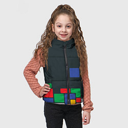 Детский жилет Падающий блок тетрис, цвет: 3D-черный — фото 2