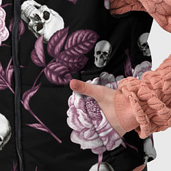 Детский жилет Розовые цветы с черепами, цвет: 3D-черный — фото 2
