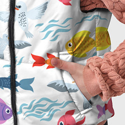 Детский жилет Рыбы и чайки, цвет: 3D-красный — фото 2