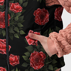 Детский жилет Красные розы на черном - паттерн, цвет: 3D-черный — фото 2