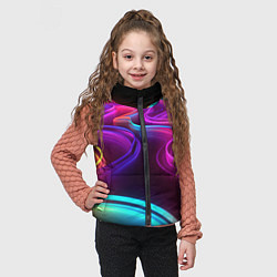 Детский жилет Неоновые волны, цвет: 3D-красный — фото 2