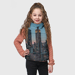 Детский жилет Утренний город с небоскребами, цвет: 3D-светло-серый — фото 2