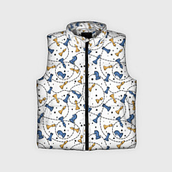 Детский жилет Синие и желтые шахматные фигуры на белом фоне, цвет: 3D-светло-серый