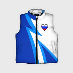 Детский жилет Флаг России в сердечке - синий, цвет: 3D-черный