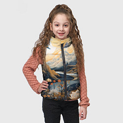 Детский жилет Солнечное утро в цветущих горах, цвет: 3D-черный — фото 2