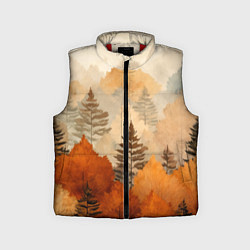 Детский жилет Осенний лес в оранжевых тонах