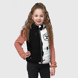 Детский жилет Ссср знак качества - краски брызг чёрно-белых, цвет: 3D-светло-серый — фото 2