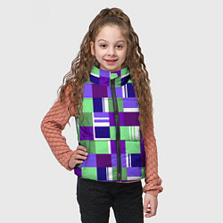 Детский жилет Ретро квадраты баклажановые, цвет: 3D-черный — фото 2