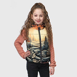 Детский жилет Зимний предновогодний пейзаж, цвет: 3D-черный — фото 2