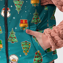 Детский жилет Подарки новогодние елки и Санта - паттерн градиент, цвет: 3D-светло-серый — фото 2