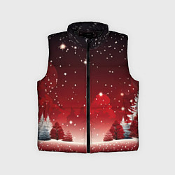 Детский жилет Зимний берег реки с деревьями и льдом
