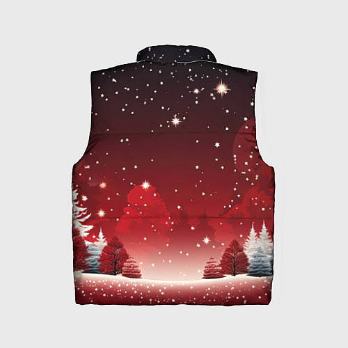 Детский жилет Зимний берег реки с деревьями и льдом / 3D-Красный – фото 2