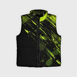 Детский жилет Зеленая краска на черном фоне, цвет: 3D-светло-серый