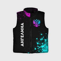 Детский жилет Ангелина и неоновый герб России вертикально