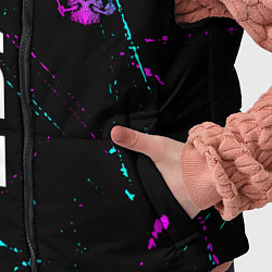 Детский жилет Ева и неоновый герб России вертикально, цвет: 3D-черный — фото 2