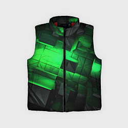 Детский жилет Зеленая и черная абстракция геометрическая