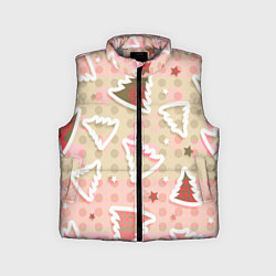 Детский жилет Розовые узоры ёлки, цвет: 3D-светло-серый