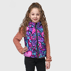 Детский жилет Узор розово-фиолетовый черепа и сердца, цвет: 3D-черный — фото 2