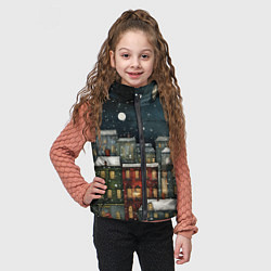 Детский жилет Новогодний рисованный город, цвет: 3D-черный — фото 2
