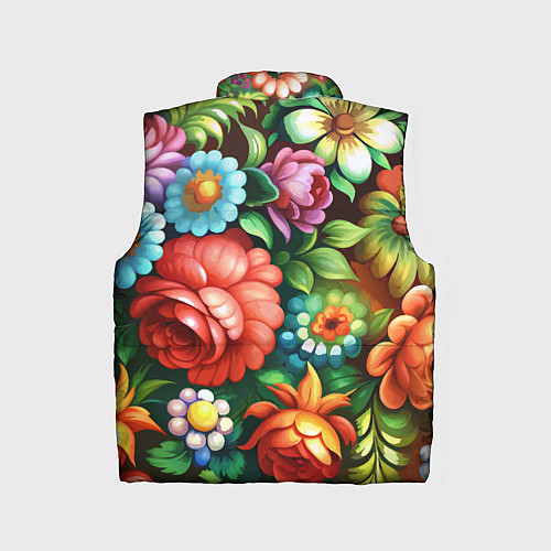 Детский жилет Жостово роспись цветы традиционный узор / 3D-Красный – фото 2