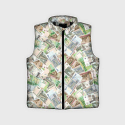 Детский жилет Российские денежные купюры, цвет: 3D-черный