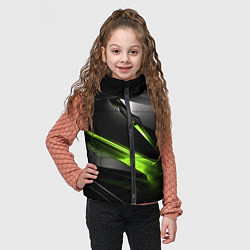 Детский жилет Зеленая абстрактная конструкция в стиле nvidia, цвет: 3D-черный — фото 2