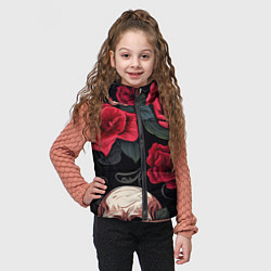 Детский жилет Черепа с красными розами, цвет: 3D-светло-серый — фото 2