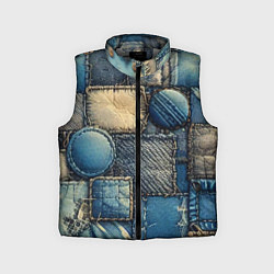 Детский жилет Denim patchwork - ai art, цвет: 3D-светло-серый