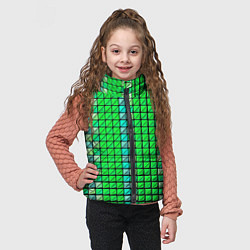 Детский жилет Зелёные плитки и чёрная обводка, цвет: 3D-светло-серый — фото 2