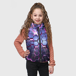 Детский жилет Плиты с сиреневым неоновым свечением, цвет: 3D-черный — фото 2