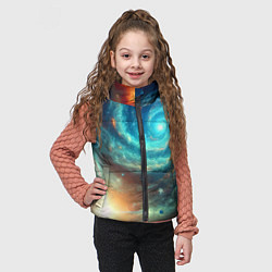 Детский жилет Неоновая далёкая галактика - нейросеть, цвет: 3D-светло-серый — фото 2