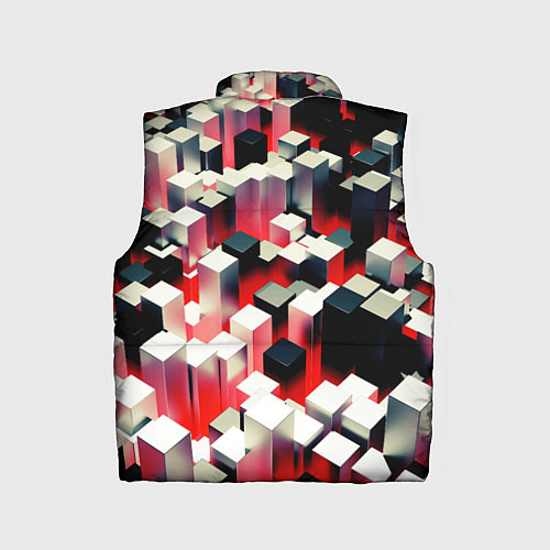 Детский жилет Черно-белые блоки в красном тумане / 3D-Красный – фото 2
