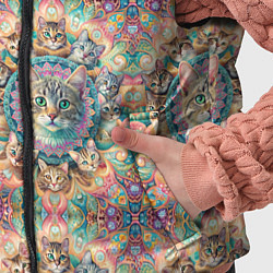 Детский жилет Узор из котов и мандалы, цвет: 3D-черный — фото 2