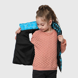 Детский жилет Техно-киберпанк шестиугольники голубой и чёрный, цвет: 3D-черный — фото 2