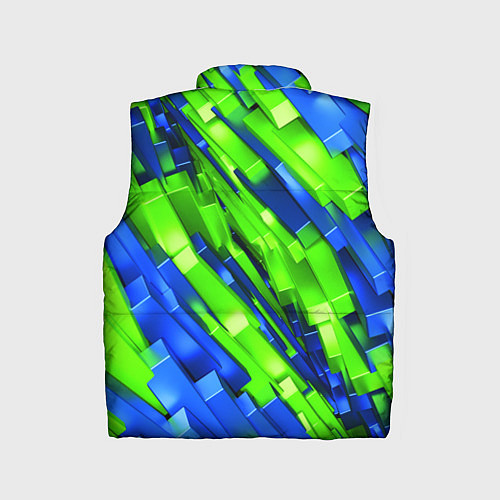 Детский жилет Сине-зеленые наклонные блоки / 3D-Красный – фото 2